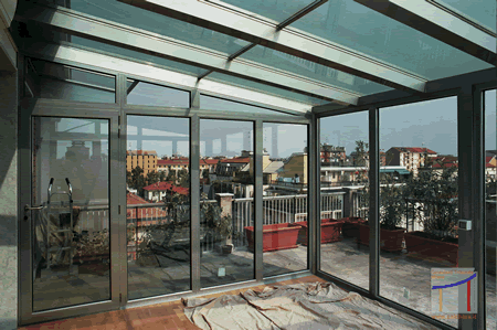 Progetto serra bioclimatica su terrazzo Milano - Vista interna 1