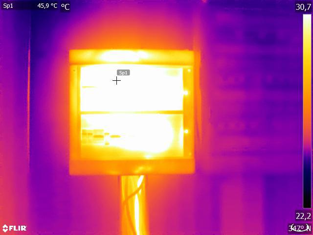 Termogramma hot spot quadro elettrico 56 gradi